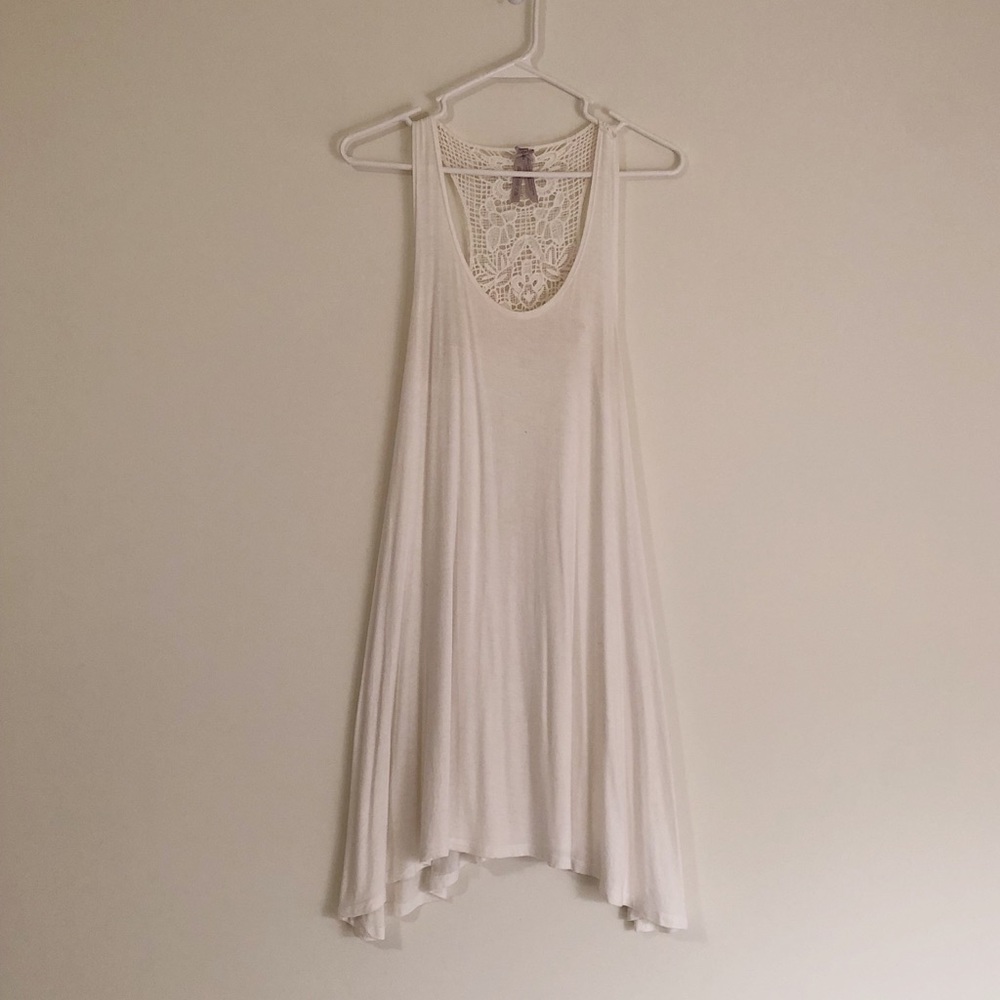 White Shift Sundress w/ Lace Back
